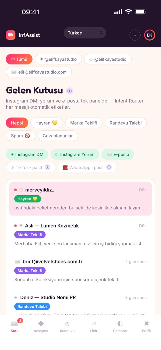 Niyete göre gelen kutusu